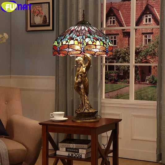 Tiffany Style Peacock 19 Inches Table Lamp Stained Glass PT021713