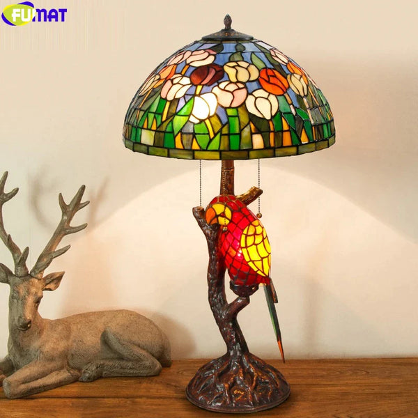 Tiffany style online parrot lamp