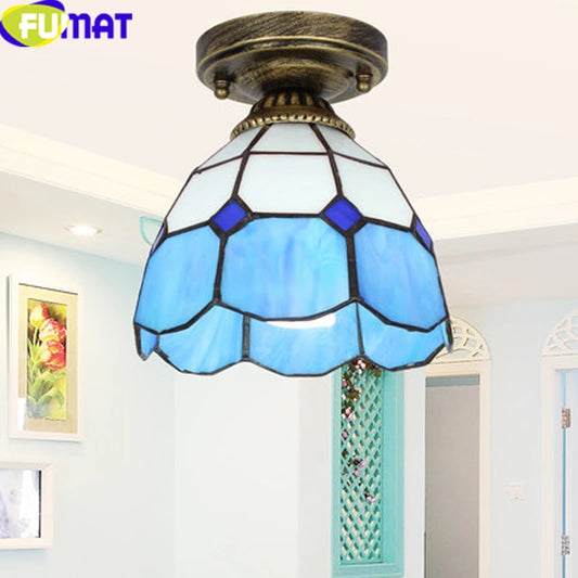 FUMAT Tiffany Style Mediterranean Sea 8 Inches Ceiling Lamp Stained Glass MC020815