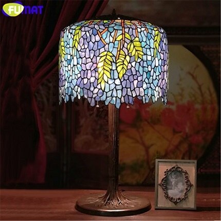 FUMAT Tiffany Style Wisteria 10-18 Inches Table Lamp Stained Glass WT022409