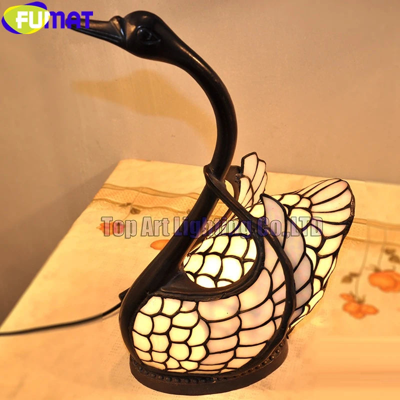 Tiffany Style Swan Frog 18 23 Inches Table Lamp Stained Glass ST021723 Lighting Word
