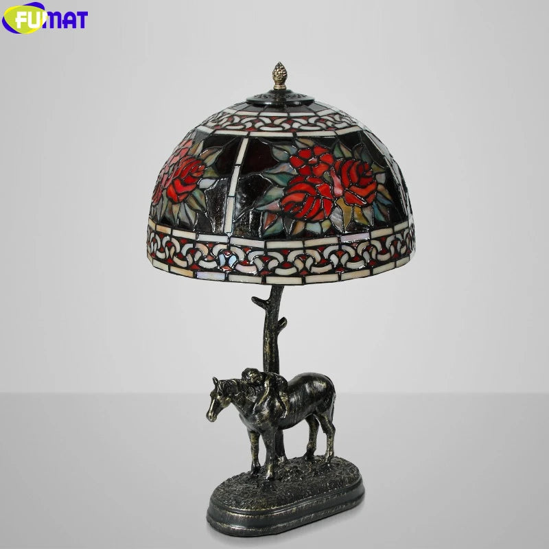 Tiffany Style Rose 12 Inches Table Lamp Stained Glass RT021615