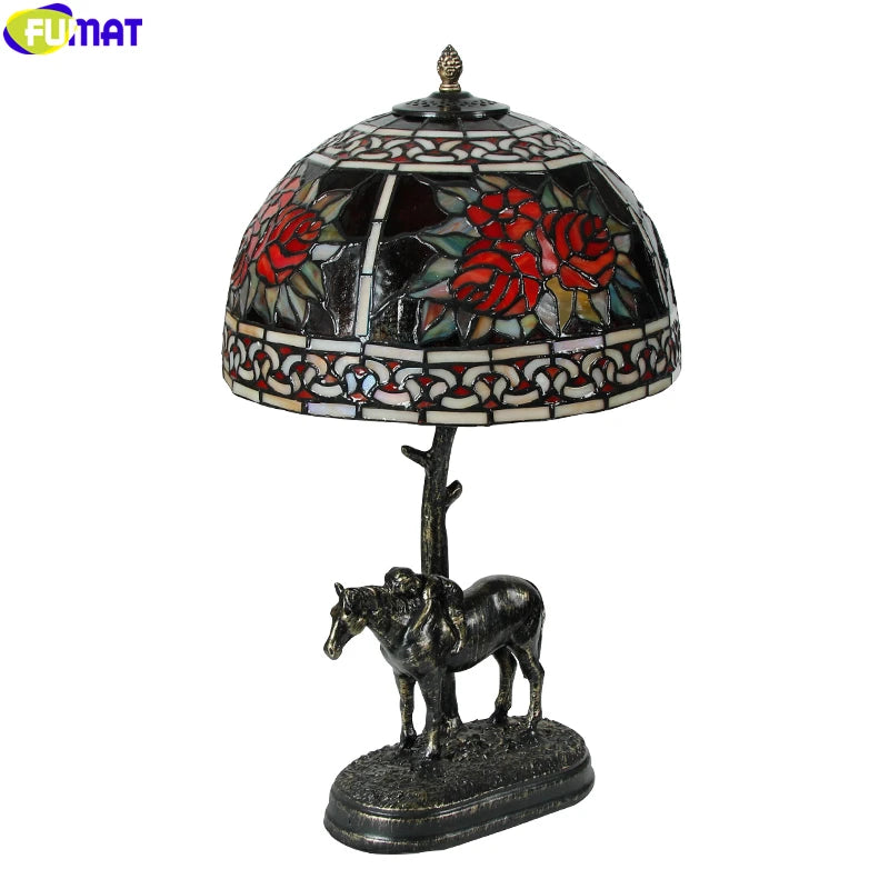 Tiffany Style Rose 12 Inches Table Lamp Stained Glass RT021615