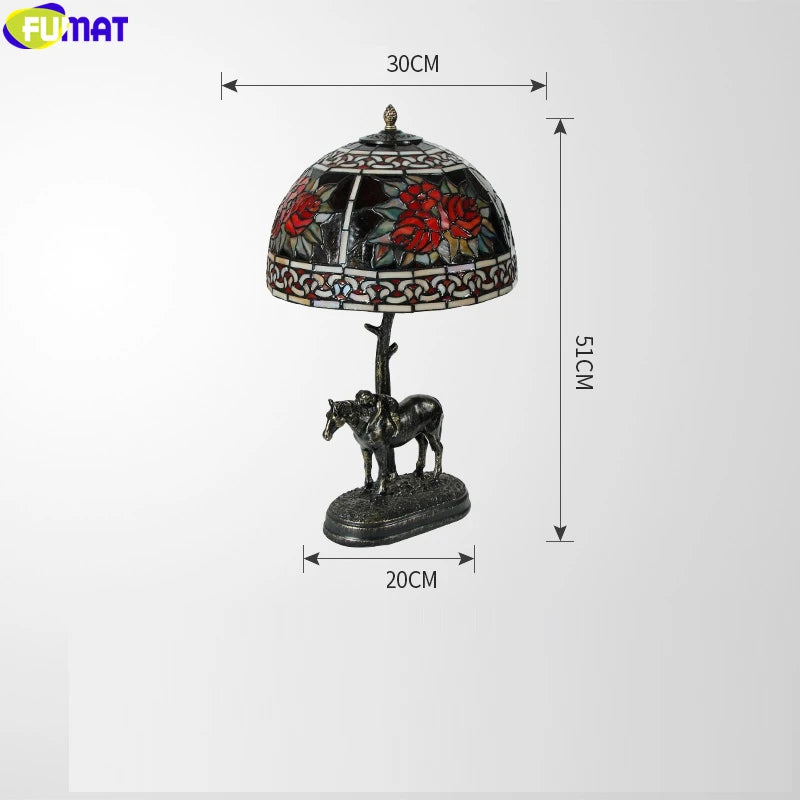 Tiffany Style Rose 12 Inches Table Lamp Stained Glass RT021615