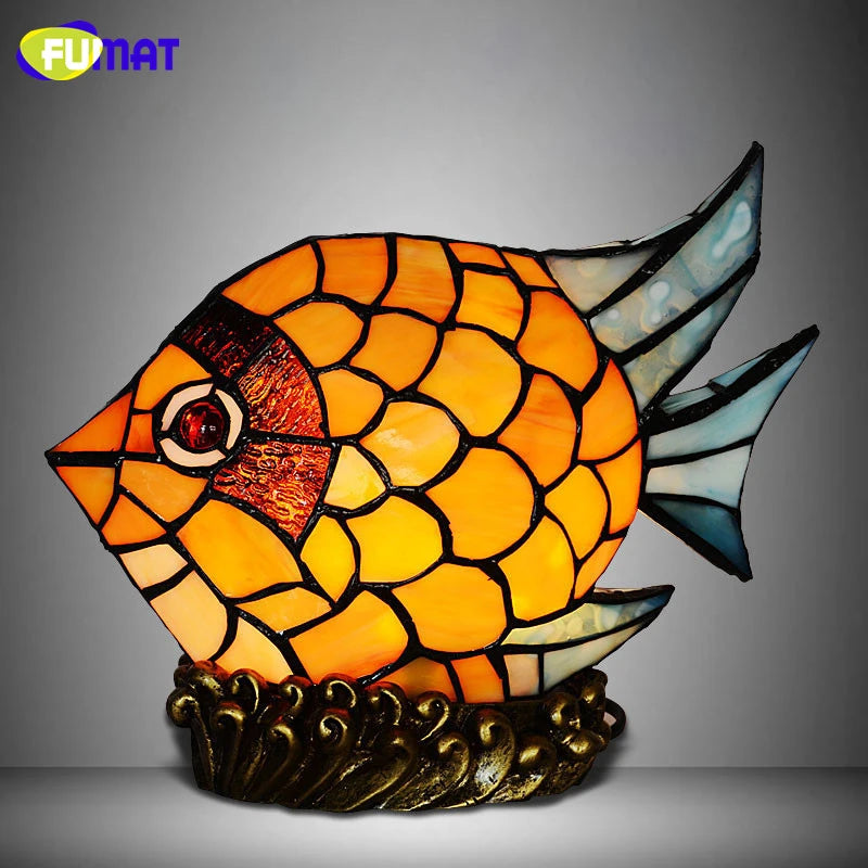 Stained glass fish lamp on sale