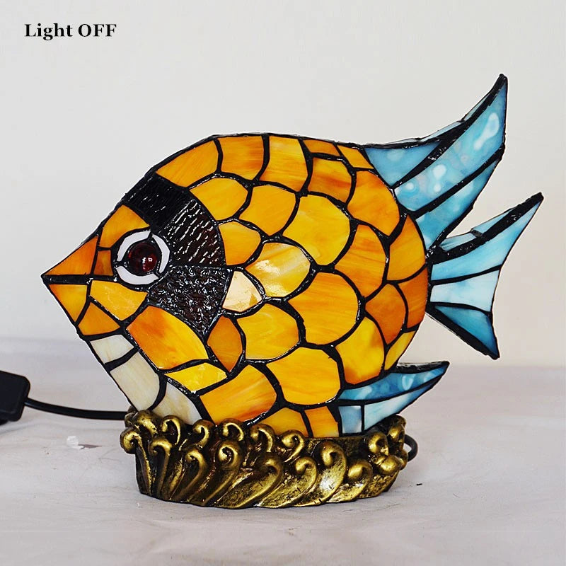 Tiffany Style Fish 5 Inches Table Lamp Stained Glass FT022313 Lighting Word