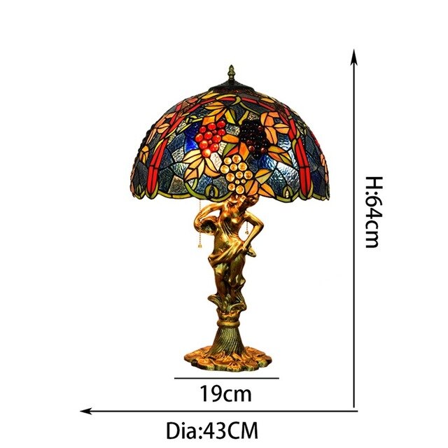 Tiffany Style Grape 16 Inches Table Lamp Stained Glass GT020901