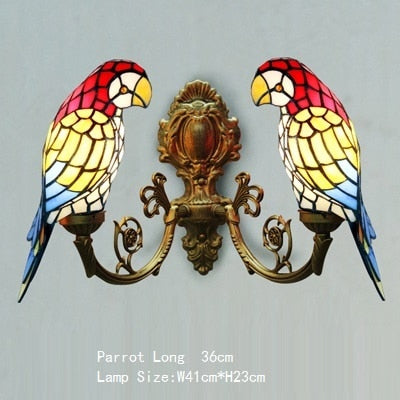 Tiffany Style Parrot 18-20 Inches Wall Lamp Stained Glass PW022104