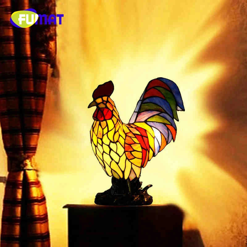 Tiffany Style Cock 13 Inches Table Lamp Stained Glass CT022312