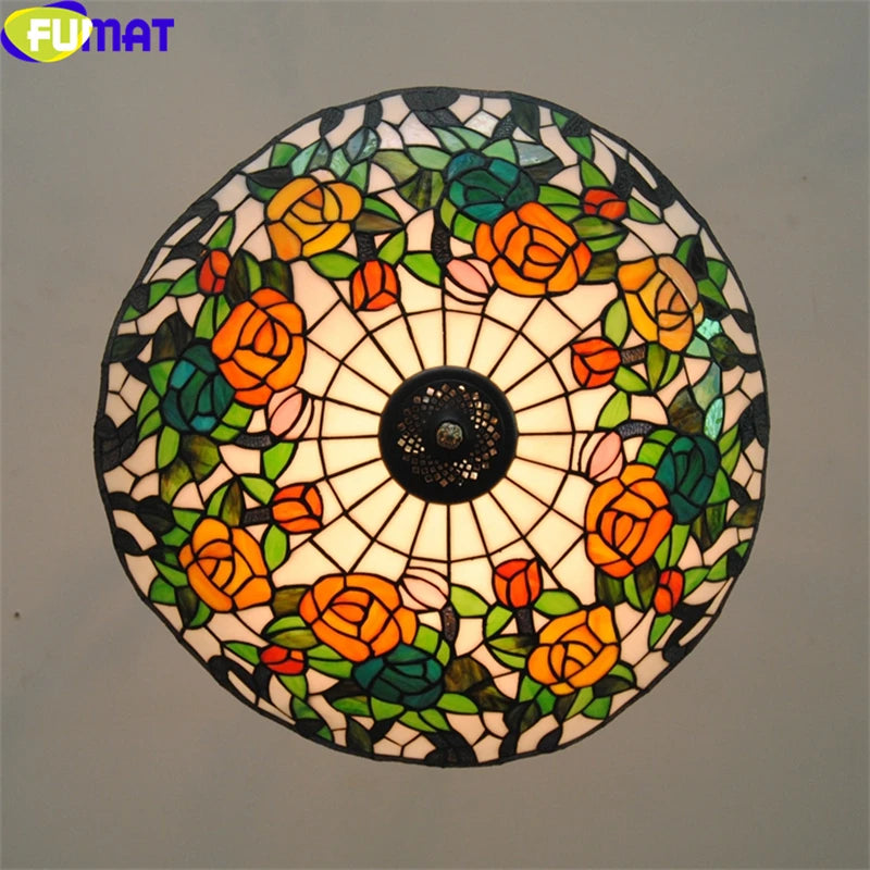 Tiffany Style Rose Grape 12-20 Inches Ceiling Lamp Stained Glass RGC021301