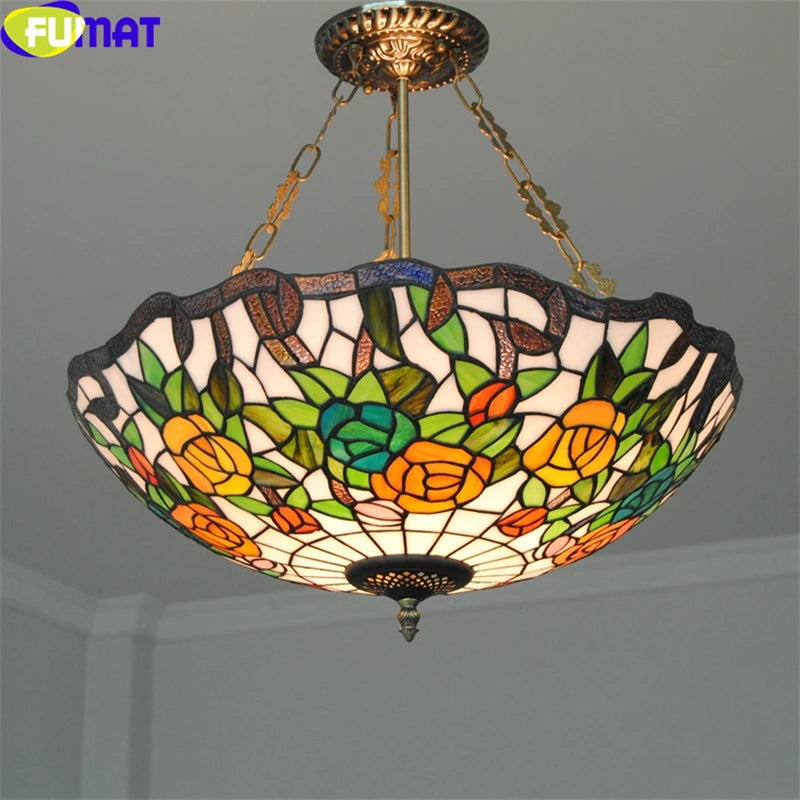 Tiffany Style Rose Grape 12-20 Inches Ceiling Lamp Stained Glass RGC021301
