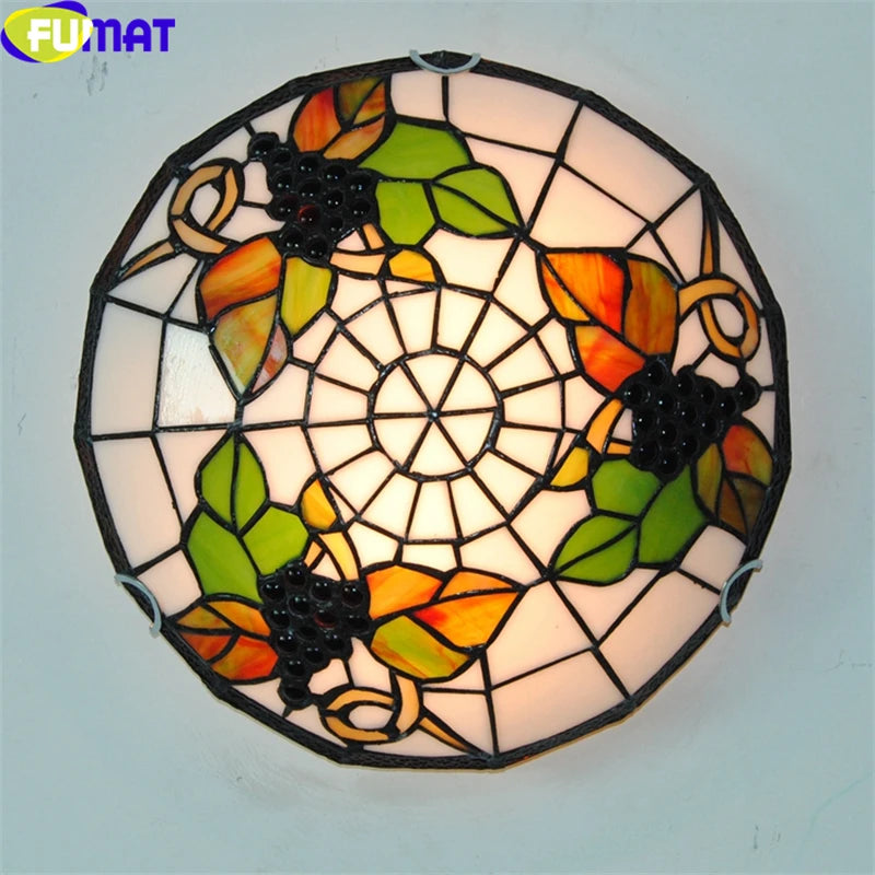 Tiffany Style Rose Grape 12-20 Inches Ceiling Lamp Stained Glass RGC021301