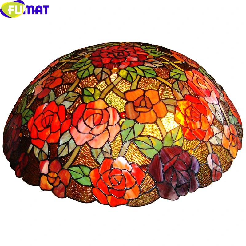 Tiffany Style Rose 24 Inches Ceiling Lamp Stained Glass RC021308