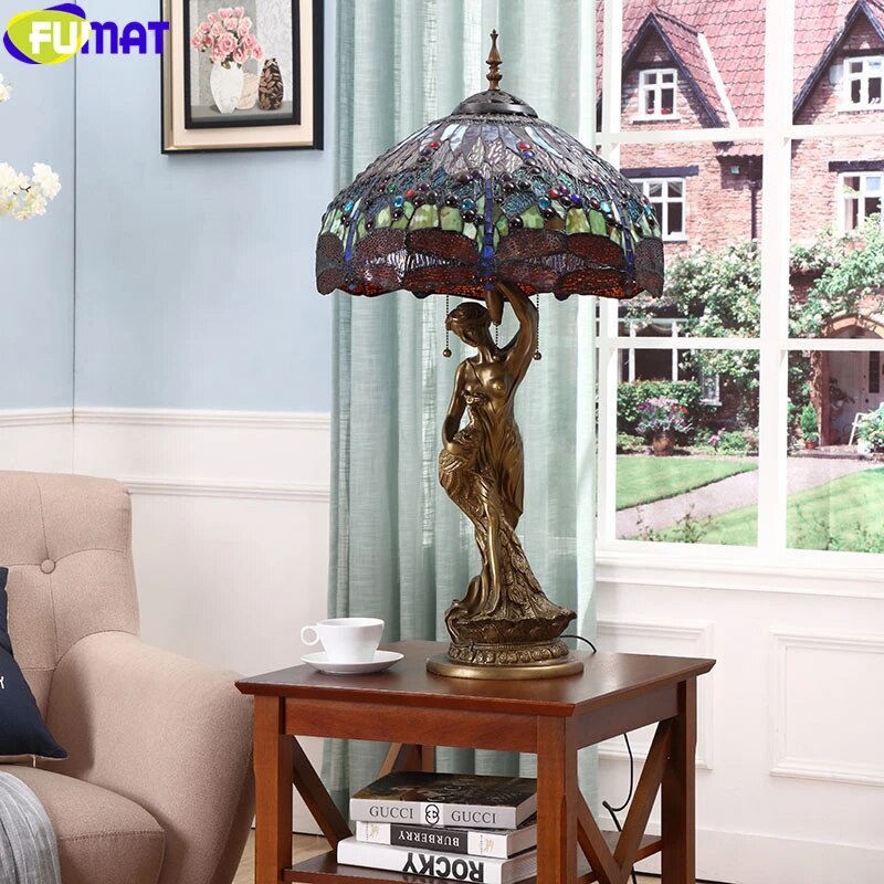Tiffany Style Peacock 19 Inches Table Lamp Stained Glass PT021713