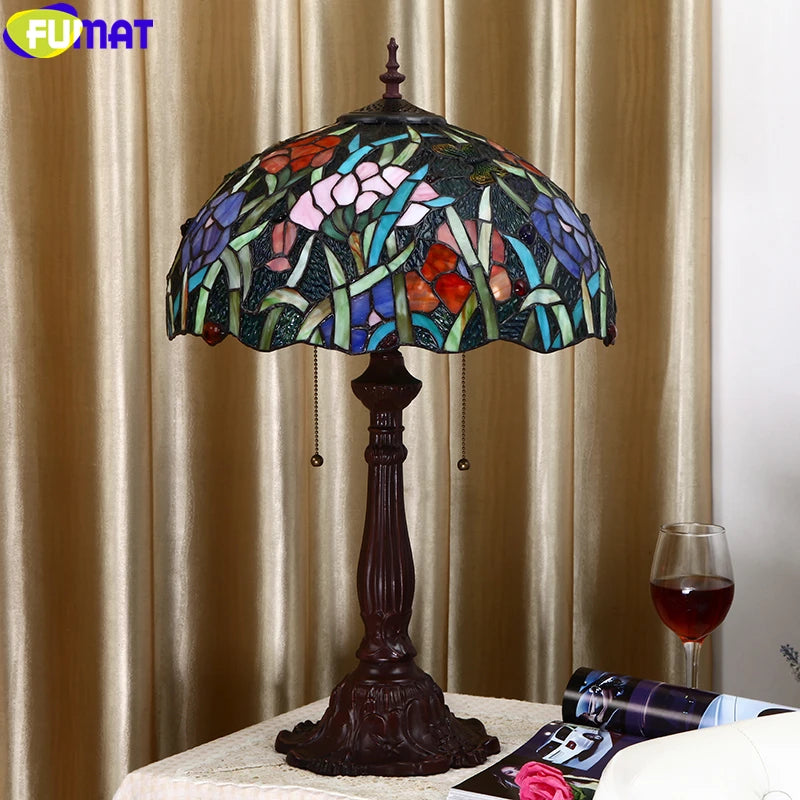 Tiffany Style Pink Rose 16 Inches Table Lamp Stained Glass RT021710
