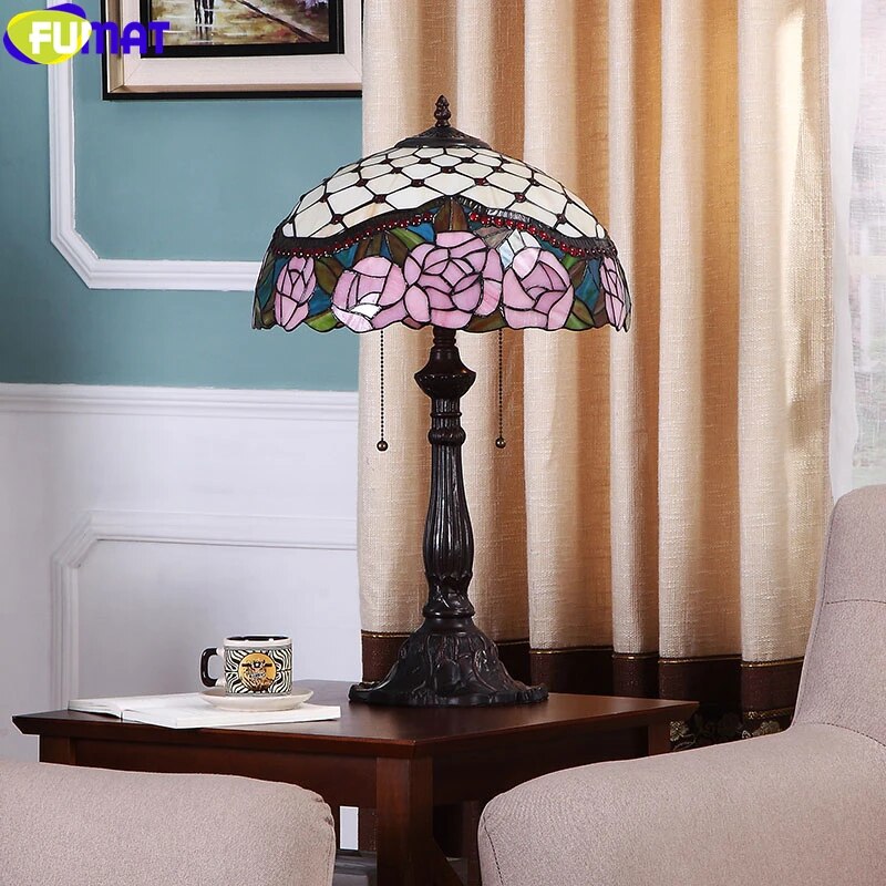 Pink rose tiffany lamp discount