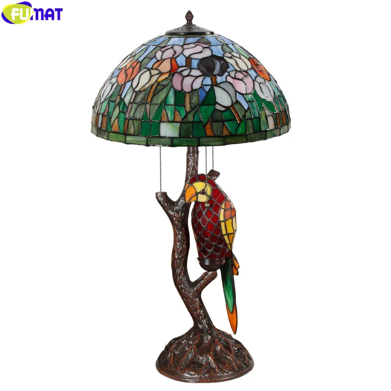 Tiffany Style Parrot 16 Inches Table Lamp Stained Glass PT030110