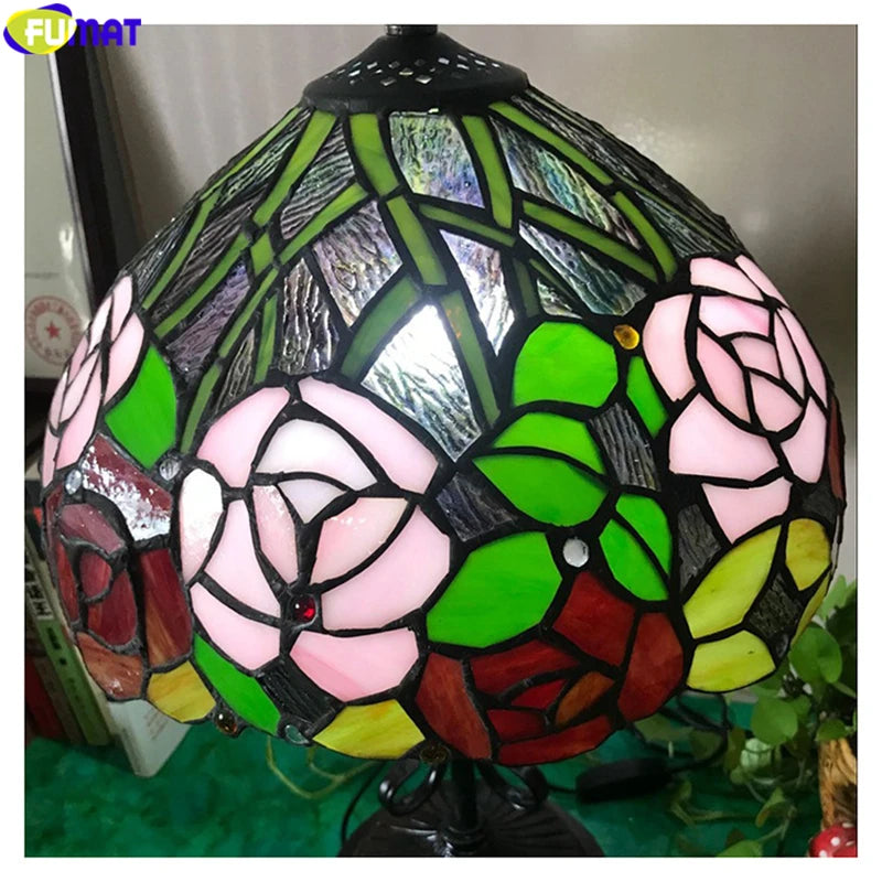 Tiffany Style Rose 16 Inches Table Lamp Stained Glass RT022006