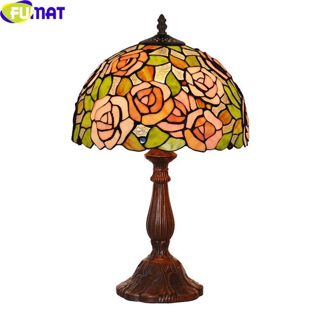 Tiffany Style Rose 12 Inches Table Lamp Stained Glass RT021309