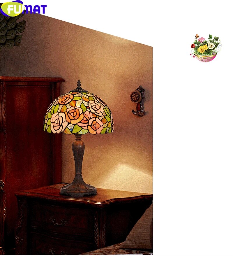 Tiffany Style Rose 12 Inches Table Lamp Stained Glass RT021309