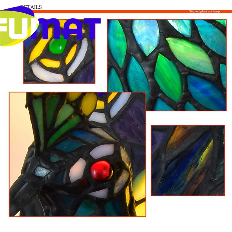 Tiffany Style Peacock 11 Inches Table Lamp Stained Glass PT021109