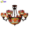 FUMAT Tiffany Style Rose 31.5 Inches Ceiling Lamp Stained Glass RC020822