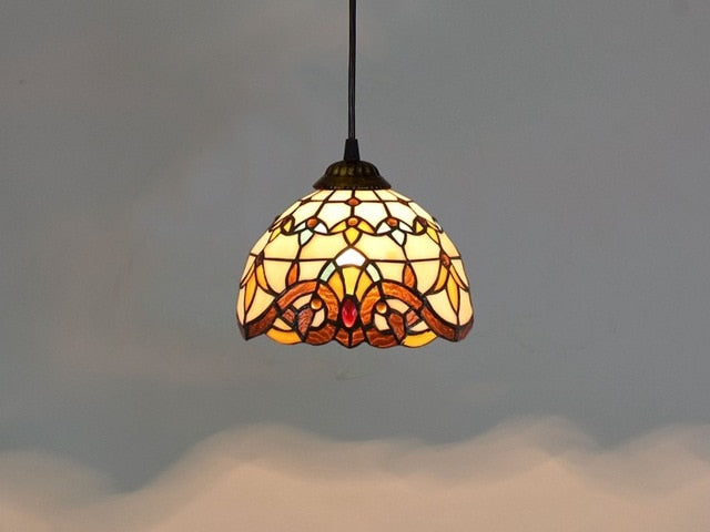 FUMAT Tiffany Style Grape 8 Inches Ceiling Lamp Stained Glass GC020921