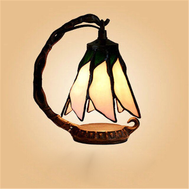 FUMAT Tiffany Style Rose 6 Inches Table Lamp Stained Glass RT020916