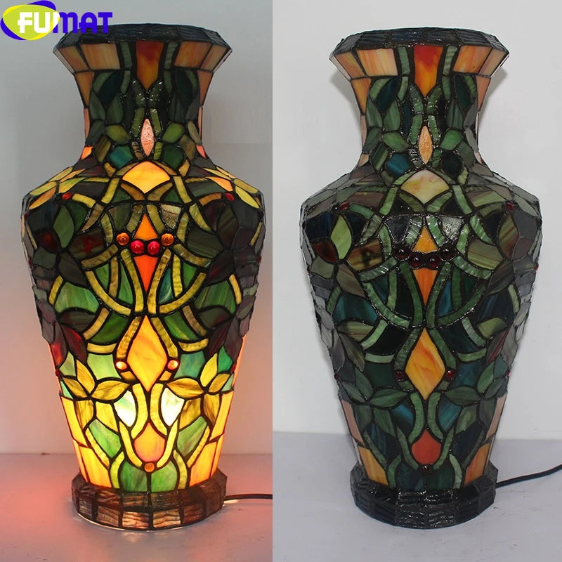 Tiffany Style Vase 9 Inches Table Lamp Stained Glass VT021117 Lighting Word