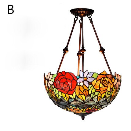 FUMAT Tiffany Style Rose 16 Inches Ceiling Lamp Stained Glass RC020912