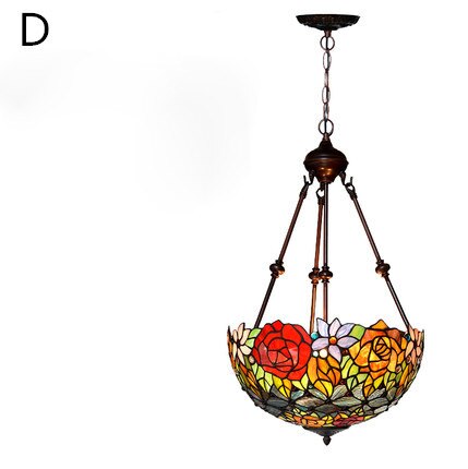 FUMAT Tiffany Style Rose 16 Inches Ceiling Lamp Stained Glass RC020912