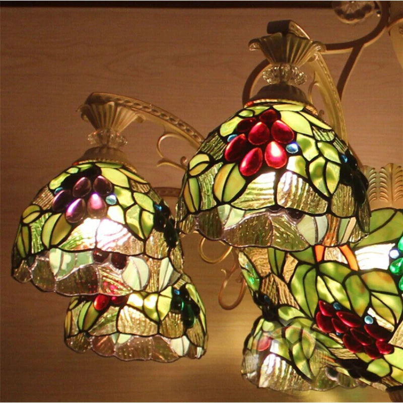 FUMAT Tiffany Style Grape 38 Inches Ceiling Lamp Stained Glass GC020908