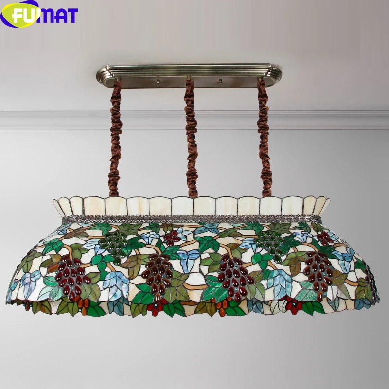 FUMAT Tiffany Style Grape 43 Inches Ceiling Lamp Stained Glass GC020909