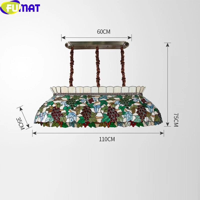 FUMAT Tiffany Style Grape 43 Inches Ceiling Lamp Stained Glass GC020909