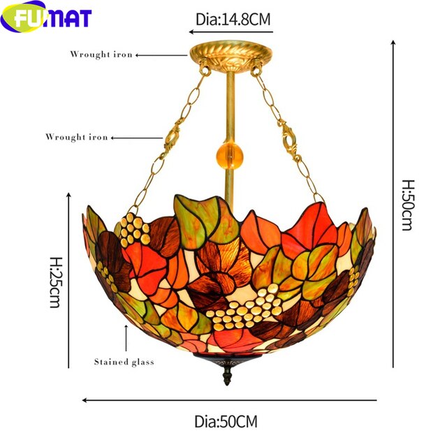 FUMAT Tiffany Style Sunflower 16-20 Inches Ceiling Lamp Stained Glass SC020907